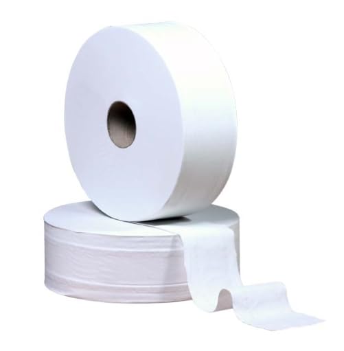★12 Rollos 2160mts Papel Higiénico industrial de doble capa GC ECO. Tubo interior ø76mm. Liso+Gofrado de bordes, 900 servicios de L200xA90mm, 180mts, rollo ø200mm.