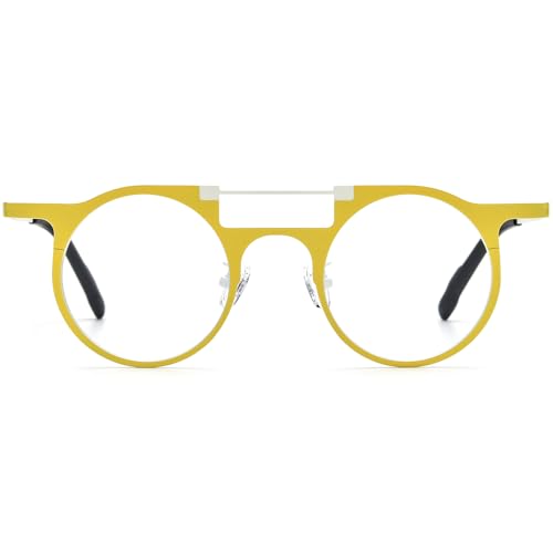Image of FONEX Colorful Pure Titanium Glasses Frame Women Retro Round Eyeglasses F85782