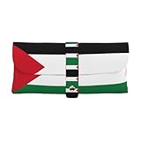 Motif imprimé drapeau de l'État de Palestine : ce sac à lunettes de soleil en cuir se distingue par son design imprimé à couverture complète, apportant une touche de personnalité et d'élégance à votre solution de rangement de lunettes.