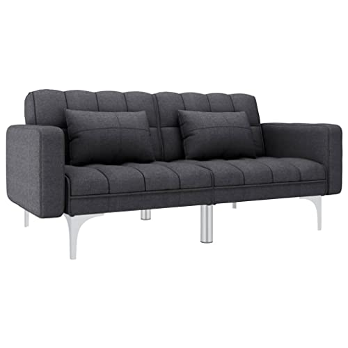 vidaXL Canapé-lit Canapé Convertible Sofa de Salon Sofa Convertible Canapé de Salon Sofa de Salle de Séjour Maison Intérieur Gris Foncé Tissu