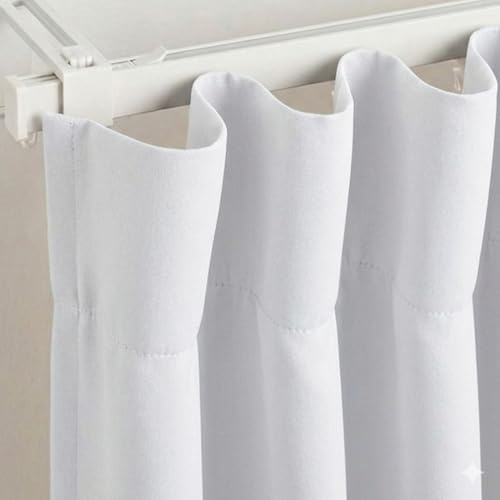 Image of FRESH FROM LOOM 9 ft Parda | Premium Door Curtains for Slider Track | Non-Ring Curtains | S-Wave Pleat | Light Block Blackout Parde | Breathable Fabric Parda (White | 9 Feet Set of 2)