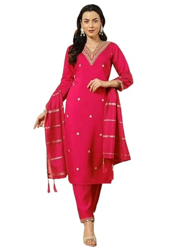 Costume indien Chanderi brodé femme ensemble festif pour célébration 12300