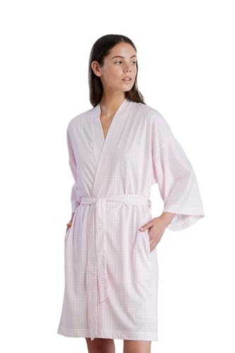 Noidinotte - Vestaglia donna in cotone con maniche ampie e cintura in vita articolo vichy - S Rosa