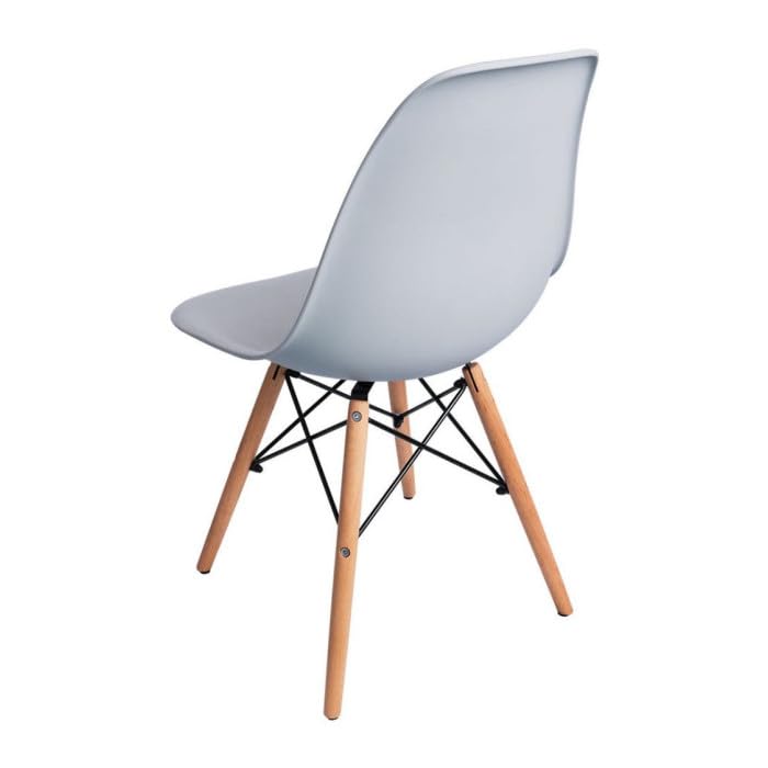 Pack de 4 Sillas Nórdicas de Comedor y Cocina, Silla Escandinava con Patas de Madera de Haya, Asiento Ergonómico en Polipropileno, 82x46x52 cm, Diseño Moderno Color Gris