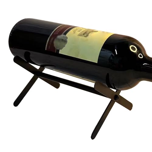 Exhibidor De Almacenamiento De Vino - Soporte De Metal Compacto | Estante De Mesa Independiente, Estantes De Escultura De Estante De Vino Moderno, Marco De Contenedor De Bebidas Elegante, Botella Artí