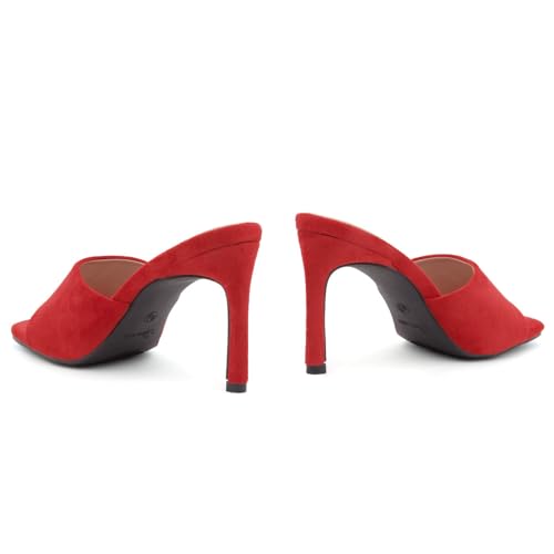 Image of Shoe Land Melrose Women's High Heels Stiletto Heeled Slides, Square Open Toe One Band Slip-On Heeled Mules - Dressy Clear Heeled Sandals for Prom Party Wedding and Vacation