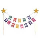 Happy Birthday Tortendeko,Alles Gute Zum Geburtstag Kuchen Topper Bunting Set,Regenbogen Dekorationen,Cake Toppers,Kuchendekoration,für Kinder Mädchen Geburtstagsfeier Und Cupcake Liefert Dekoration
