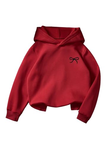 Girl's Graphic Bow Knot Hoodie Long Sleeve Drop Shoulder Hooded Sweatshirts