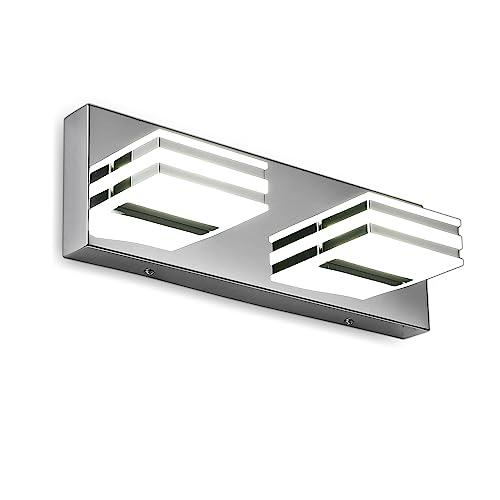 Image of LED Vanity Light Bar 2 light Bathroom Mirror Light Fixtures Modern 12W Bath Lamps Over Mirror 14 Inch Bathroom Wall Lighting Fixtures Chrome Restroom Lights Fixtures over Sink Acrylic Vanity Sconces