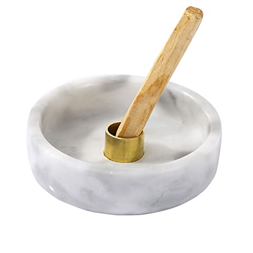 Palo Santo Holder, Natural Marble Incense Burner For Palo Santo Sticks, Handmade Palo Santo Wood Incense Stick Holder (Natural White&Grey) #TOP5