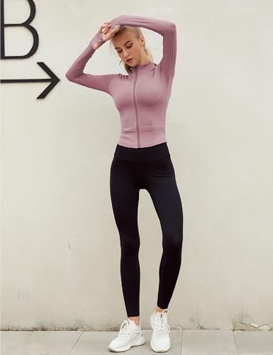 Image of Lviefent Womens Lightweight Full Zip Running Track Jacket Workout Slim Fit Yoga Sportwear with Thumb Holes