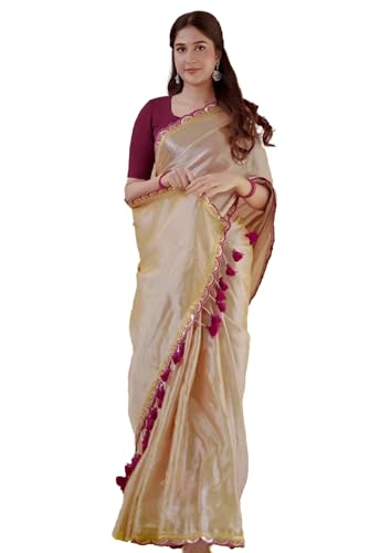 Image of Yashika Women Chanderi Silk Solid Lace Boder Saree With Unstitched Blouse Piece |saree for Women | New Sari | Saree