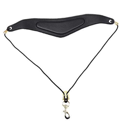 OFFSCH Leather Saxophone Neck Strap Adjustable Alto Tenor Sax Neck Strap with Metal Hook and Comfortable Padding for Clarinet Oboe and Horn Players