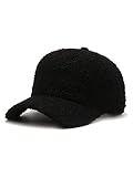 Nanwansu Gorra de béisbol de invierno para mujer, lana de cordero de color sólido, sombreros de golf cálidos para viajes al aire libre, sombrero ajustable, Negro, talla única