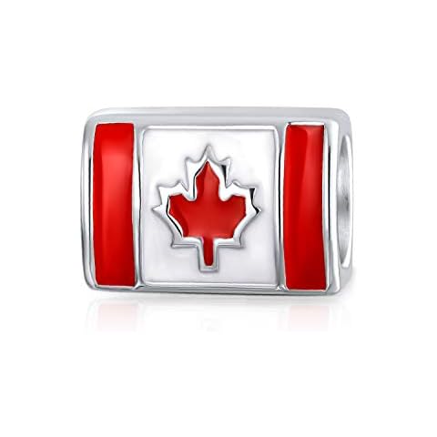Red Enamel Canada Flag Charm Bead Cover