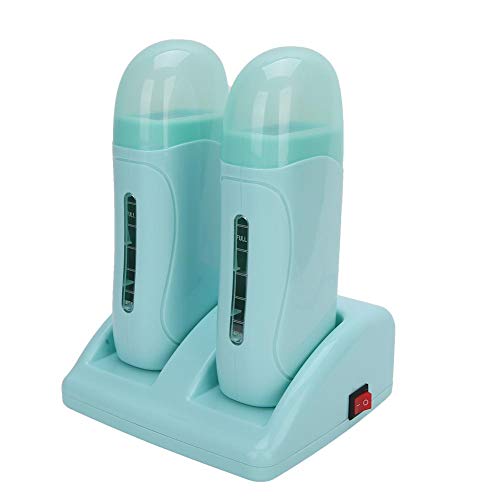 Wax Heater, Rapid Heating Double Depilatory Wax Heater for Body Hair Removal(Wax Cartridge Excluded), Cyan(110V)
