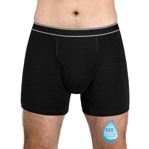 TIICHOO Inkontinenz Pants Männer aus Baumwolle Licht Saugfähigkeit 100ml Waschbar und Wiederverwendbar Inkontinenz Slip Herren 1er Pack(Large, 1 Schwarz)
