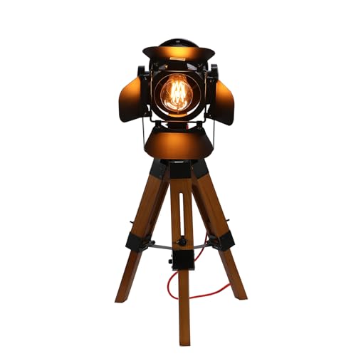 Queeucaer LED Vintage Stehleuchte Tripod Stehlampe Studiolampe im Industrie Cinema Stil,für Schlafzimmer, Wohnzimmer, Esszimmer, Flure, Büros, Cafés und viele andere Orte