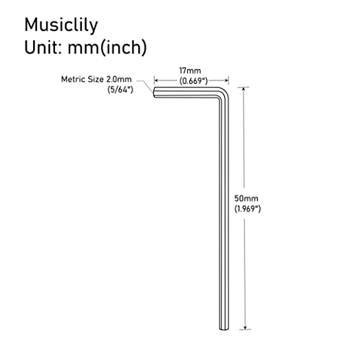 Musiclily Basic Metric 2mm Steel Guitar Bass Allen Key Hex Wrench for Guitar Knob with Set Screw Nickel (Set of 2) - Image 2