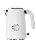 LONGDEEM 1L Small Electric Kettles Stainless Steel, Portable Travel Mini Hot Water Boiler Heater, Cool Touch Teapot, Auto Shut-Off & Boil-Dry Protection for Cooking, Business Trip and More, White