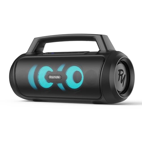 Raymate Bluetooth Speakers, Portable Wireless Speaker with 120W Stereo Sound, M8 Pro Waterproof Outdoor Speaker with LED Light, Bluetooth 5.3, Portable Speaker for Outdoor Party Beach Camping