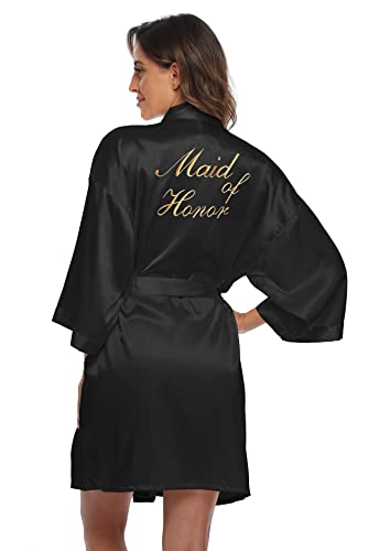 Image of Super Shopping-zone Women's Pure Bride Robes Embroidery Bridesmaid Robes Bridal Party Kimono Robe Wedding Sleepwear