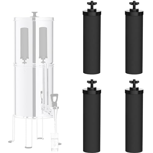 Image of Black Filter 4 Packs by NSF /ANSI 42 Certified, Replacement for BB9-2 Purification Elements Filters, Compatible with Berkey Gravity Filtration System, Replacement for Berkey Black Filters