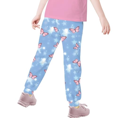 AmzPrint Girls Butterfly Sweatpants Vintage Casual Athletic Sweatpants Bottom Lounge Pants with Pockets4