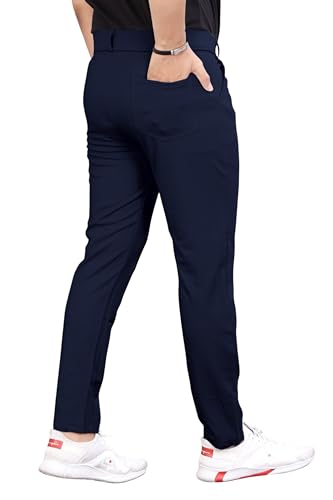 Image of Men's Formal Slim Fit Trousers | Mid-Rise Solid Pants with Button Closure | Perfect for Office Pack of 1)