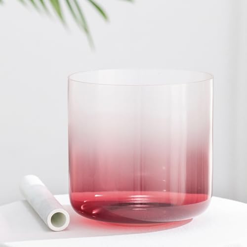CVNC 432Hz 6 Inch C Note Vermilion Color Aria Crystal Singing Bowl Root Chakra for Sound Healing and Meditation