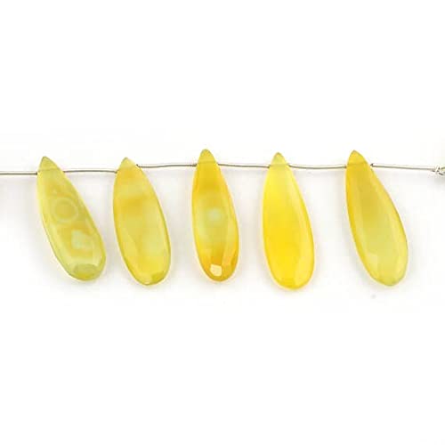 Chalcédoine jaune naturelle en perles poires allongées briolettes pour création bijoux LKBEADS SB2936