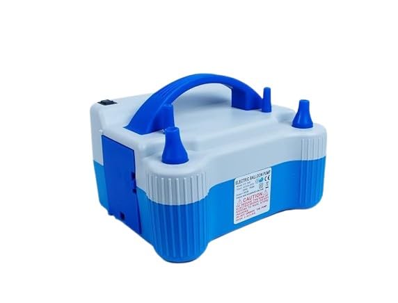 Electric Balloon Pump Machine for Garland Arch | Dual Nozzle Air Blower for Birthday Decoration Kit | Balloon Pump for Kids Parties, Baby Showers – Blue and White-image-4