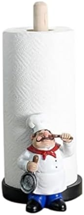Adjustable Paper Towel Holder, Chef Style Resin Paper Towel Dispenser, Chef Figurines Creative Roll Paper Stand for Kitchen Cafe Restaurant Cake Shop Dessert Shop Decoration Ornament(White) image 2