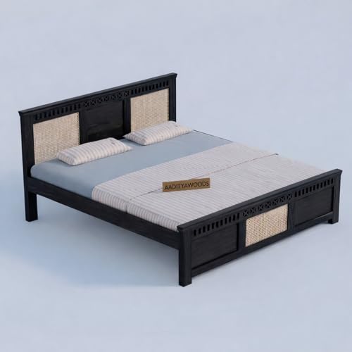 Image of AADITYA WOODS Solid Sheesham Wood Bed Cot Without Storage |Wooden Bed for Bedroom | Multipurpose Duble Cot (Walnut K, King)