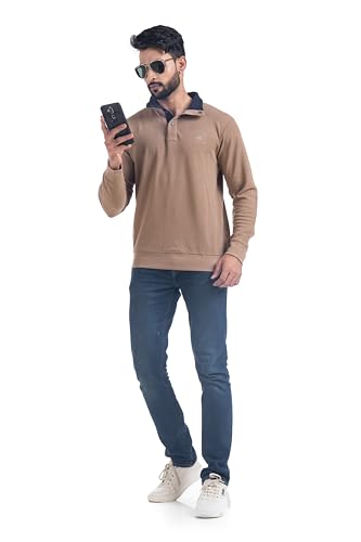 Image of Men's Sweat Shirts with Zippered, Full Sleeves Solid /Relaxed & Regular Fit Pure Cotton Sweater /Comfortable and Casual Winter Wear for College, Office