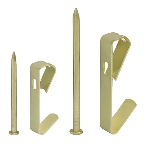 Image of Hordion 100pcs Picture Hanging Kit - 30lb, and 50lb Picture Hooks Metal Picture Hangers with Nails for Drywall Wooden Wall(Golden)
