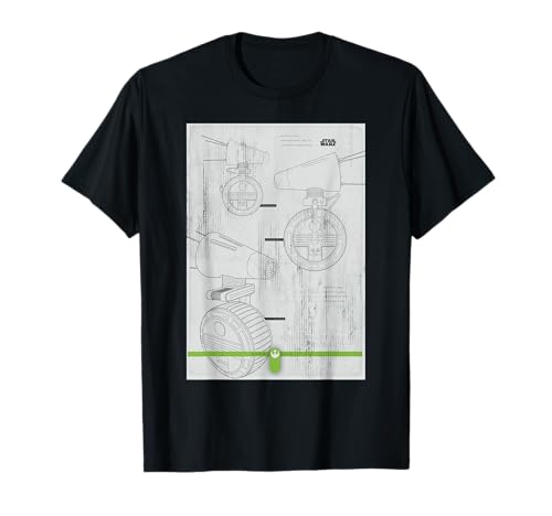 T-shirt Star Wars avec motif blueprint détaillé du droïde D-O de l'Épisode IX