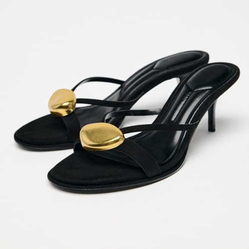 Womens Kitten Heels Mules Sandals Round Open Toe Slip On2