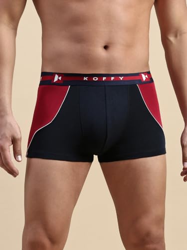 Image of KOFFY Pliable Cotton Modal Colorblocked Mini Trunk with Seamless Waistband