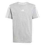 Coupe standard. adidas Unisex Kinder Essentials 3 Stripes T-Shirt, Medium Grey Heather/White, 11-12 Years