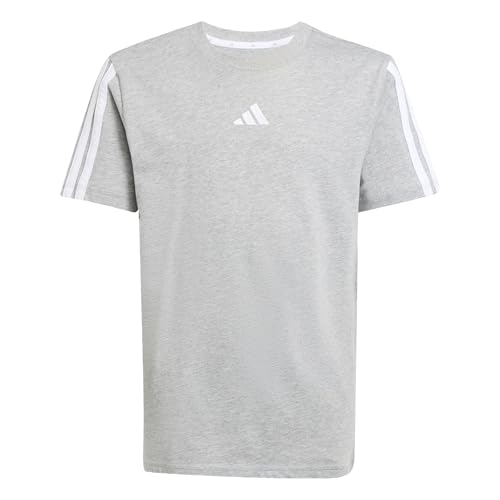 adidas Mixte Enfant Essentials 3 Stripes Shirt, Medium Grey Heather/White, 11-12 Years
