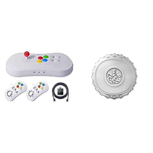 Neogeo Arcade Stick Pro Player Pack - HDMI, 1 White Gamepad, 1 Black Gamepad and Gamelinq & Arcade Stick Pro White Silicone Joystick Ball Cover - Neo Geo Pocket