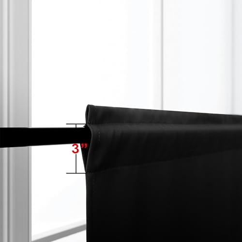 Image of KOUFALL Black Short Curtains for Bedroom 2 Panels Set Blackout Curtains for Small Windows Boys Room Width 18x24 Inch Length