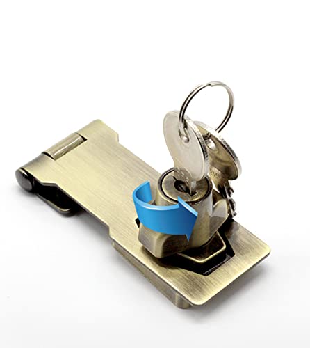 Image of szhdxsy 2 Packs 4 Inch Keyed Hasp Locks Twist Knob Keyed Locking Hasp for Small Doors, Cabinets and More,Stainless Steel Steel, Chrome Plated Hasp Lock Catch Latch Safety Lock（Bronze）