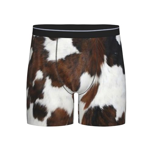 Poadnly Textura de Piel de Vaca Color Canela, Negra y Blanca,Calzoncillos bóxer para Hombre, Ropa Interior novedosa, Calzoncillos de poliéster Suave,XXL