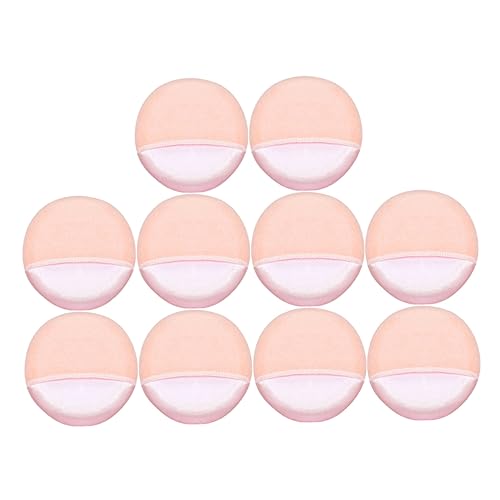 IWOWHERO 10pcs Rounded Powder Puff for Makeup Application Soft and Gentle Cosmetic Sponges for Foundation Blusher Highlighter for Home and Beauty Salon Use