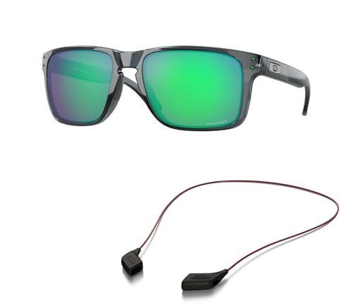Oakley OO9417 Sunglasses Bundle: OO 9417 HOLBROOK XL 941714 Crystal/Black and Large Red leash Accessory kit2