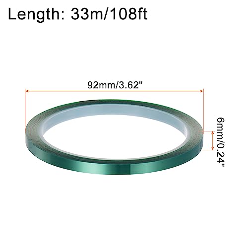 Image of HARFINGTON 4 Rolls Heat Tape High Temperature Heat Resistant Tape 6mmx33m(108ft) Sublimation Thermal Heat Transfer Tape for Sublimation Press No Residue, Green