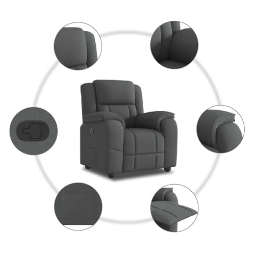 Sillón Plegable Tela Gris Oscuro miniatura 5