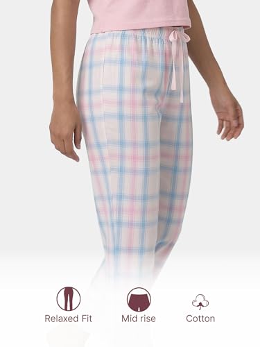 Image of Enamor Mid Rise Full Length Adjustable Drawstring Hangout Pant for Women - Relaxed Fit, Combed Cotton - E4A5